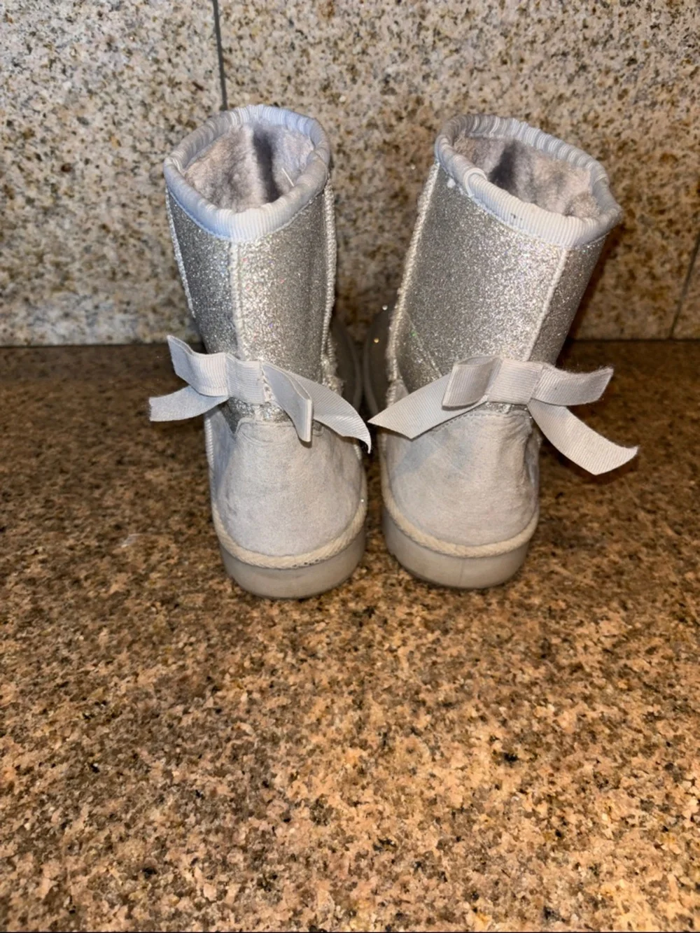 Kids' Sparkle Silver Cozy Boots